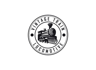 Locomotive logo illustration, vintage style emblem