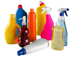 Set of Bottles with Detergents - Isolated