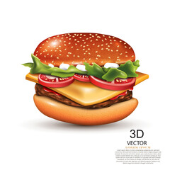 vector illustration hamburger on a white background isolated.