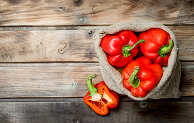 Ripe fragrant sweet pepper in the sack.