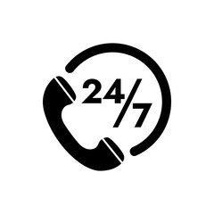 24 hours 7 days icon or 24 hours icon 7 days icon vector on white background. Simple 24 hours icon for any design. Best Non-stop sign for the symbol of service for 24 hours straight for 7 days