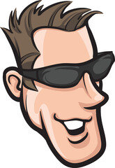 cartoon smiling man in sunglasses face - PNG image with transparent background