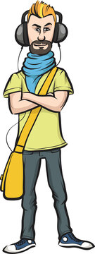 cartoon trendy young man character - PNG image with transparent background
