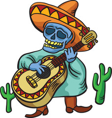 mexican traditional character with guitar - PNG image with transparent background