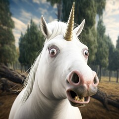 Outraged Unicorn Staring At You, Ai Genrated Funny Image of a Surprised Unicorn