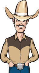standing smiling cowboy with speech balloon - PNG image with transparent background