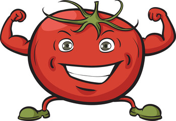 tomato cartoon character strong - PNG image with transparent background