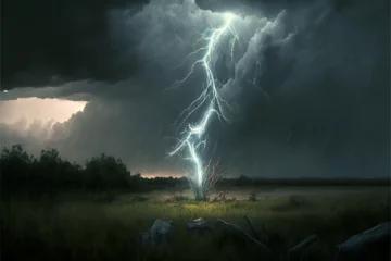 Fotobehang Beautiful lightning and thunder illustration © Djomas