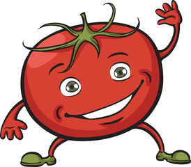 tomato cartoon character waving - PNG image with transparent background