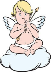 Valentines Day cartoon cupid surprised - PNG image with transparent background