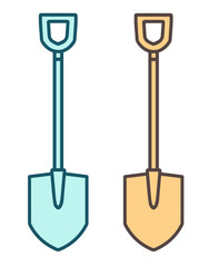 スコップ、青、オレンジ