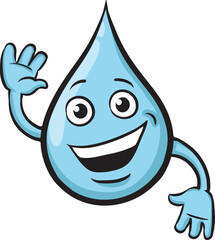 water drop cartoon character happy - PNG image with transparent background