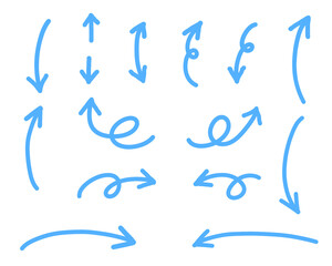 緩いカーブ　矢印セット　カラフル