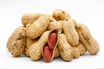 roasted dry Groundnut or peanuts isolated on white background