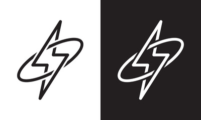 lightning logo. flash energy bolt outline style concept icon vector illustration.