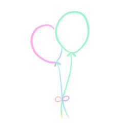 Rainbow line balloon, signs and symbols, Hand drawn in doodle style.	