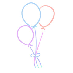 Rainbow line balloon, signs and symbols, Hand drawn in doodle style.	