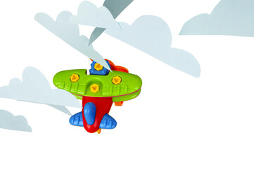Fototapeta na wymiar Handmade cute small toy airplane