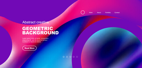 Obraz premium Liquid colors with flowing round shapes abstract background. Vector illustration for wallpaper, banner, background, leaflet, catalog, cover, flyer