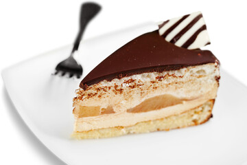 Chocolate Mud Cake on white plate