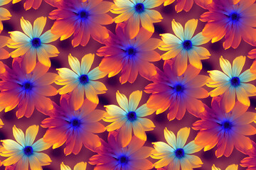 Fototapeta na wymiar Colorful Daisy Flower Seamless Pattern
