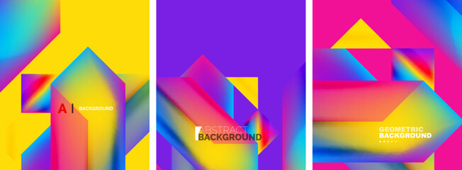 Set of abstract backgrounds. Overlapping geometric elements composition. Vector Illustration For Wallpaper, Banner, Background, Card, Book Illustration, landing page