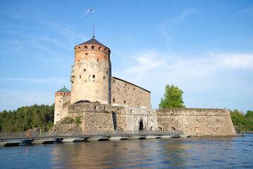 Ancient Swedish fortress of Olavinlinna on a sunny July day. Savonlinna, Finland