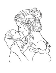 Hand drawn mom and baby