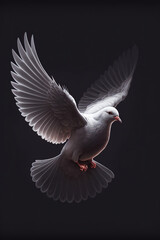 white dove, dark background, AI