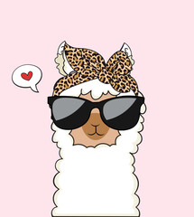Lamma with sunglasses vector