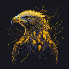eagle with energy rays 1 - obrazy, fototapety, plakaty