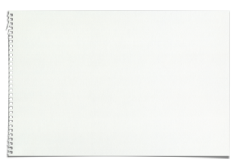 破り取った横向きスケッチブックの1頁、影付きの切抜き素材