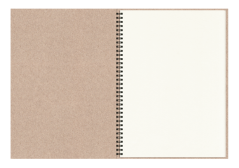 見開きスケッチブックの表紙と1頁、影なしの切抜き素材