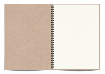 見開きスケッチブックの表紙と1頁、影付きの切抜き素材