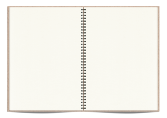 見開きスケッチブックの1〜2頁、影付きの切抜き素材