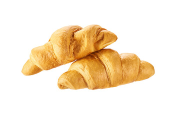 Two croissants on white background isolated on a white background.