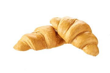 Two croissants on white background isolated on a white background.