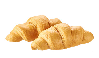 Two croissants on white background isolated on a white background.