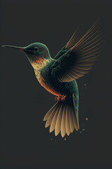 hummingbird, dark, colourful, AI