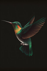 Fototapeta premium hummingbird, dark, colourful, AI