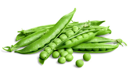 Fresh appetizing pea with green leaf