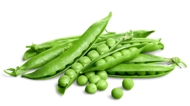 Fresh appetizing pea with green leaf