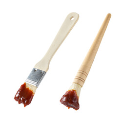 Barbecue brush with a wooden handle isolated on white background. bbq sauce and brush.