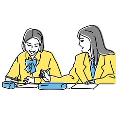 勉強に集中する女子高生　受験生