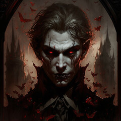 face of a vampire - obrazy, fototapety, plakaty