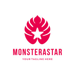 monstera deliciosa leaf star competition beautiful flower garden custom logo design vector illustration © Bendazs