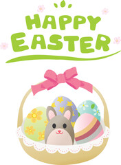 イースターのウサギと卵とHappyEasterの文字