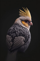 Obraz premium Cockatiel, parrot, dark, ai