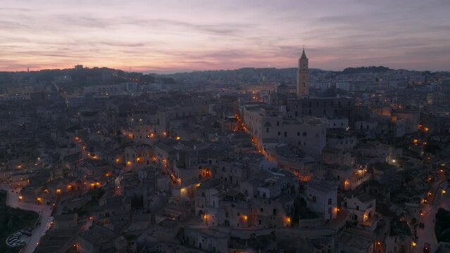 Dramatic View of Matera at Sunset