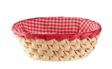 Empty bread basket isolated on white background. bread wicker basket isolated.